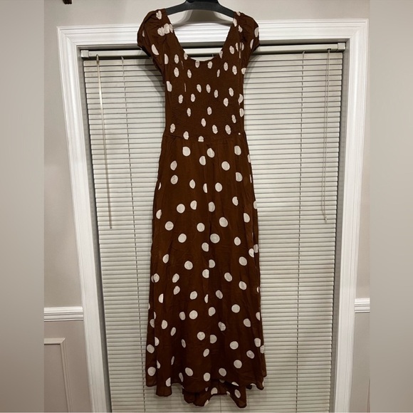 Free People Ultraviolet Polka Dot Print Scoop Neck Short Sleeve Maxi Dress - Picture 6 of 7